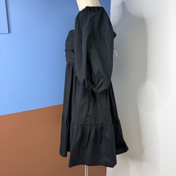 The A&F Emerson Poplin Puff Sleeve Mini Dress Size Large Black Babydoll NWT - Picture 4 of 9